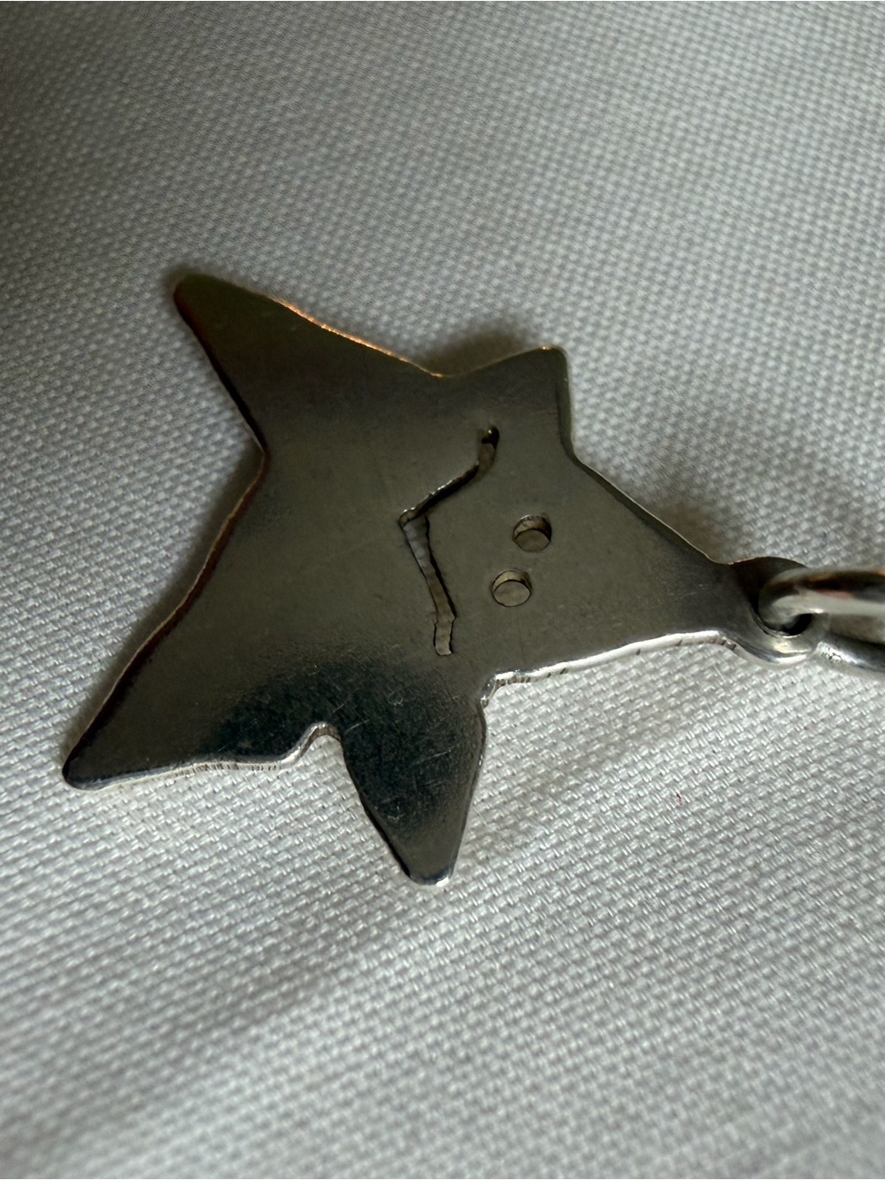 Silver Star Charm Keychain with Smiley Cutout